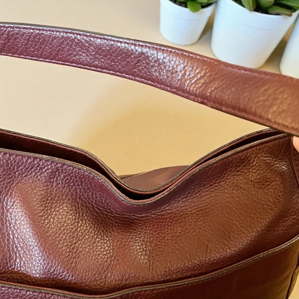 Michael Kors Burgundy Leather Charm Tassel Hobo Bag